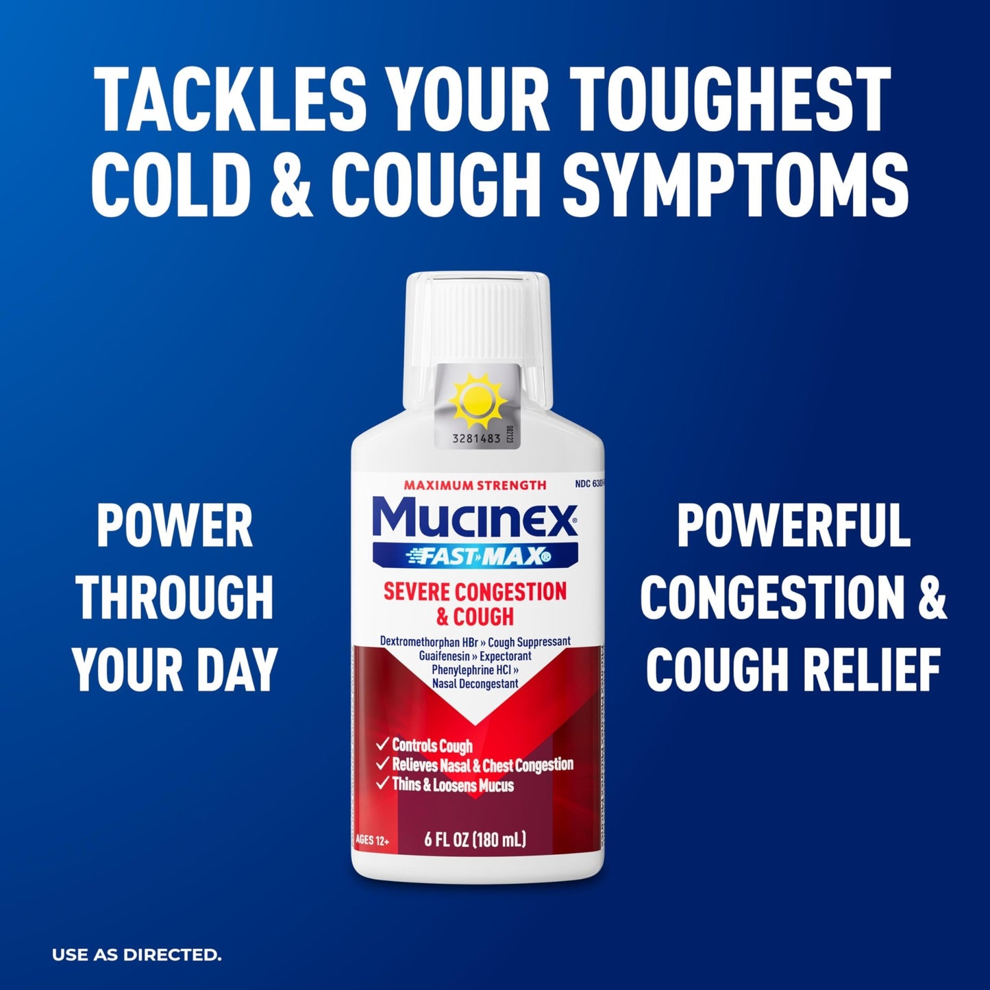 Mucinex Fast-Max Severe Congestion & Cough Medicine, Maximum Strength Symptom Relief, Over-The-Counter Medication, Cold Medicine, Cough Suppressant, Expectorant, Nasal Decongestant, 6 FL OZ - dailyvitalstore