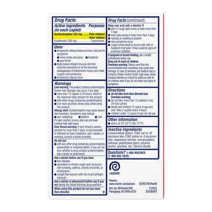 Mucinex Rapid Clear Maximum Strength Cold Medicine & Expectorant, Fever, Pain, Headache, & Excess Mucus Relief with Acetaminophen & Guaifenesin, Rapid Release Caplets for Adults, 20 Count - dailyvitalstore