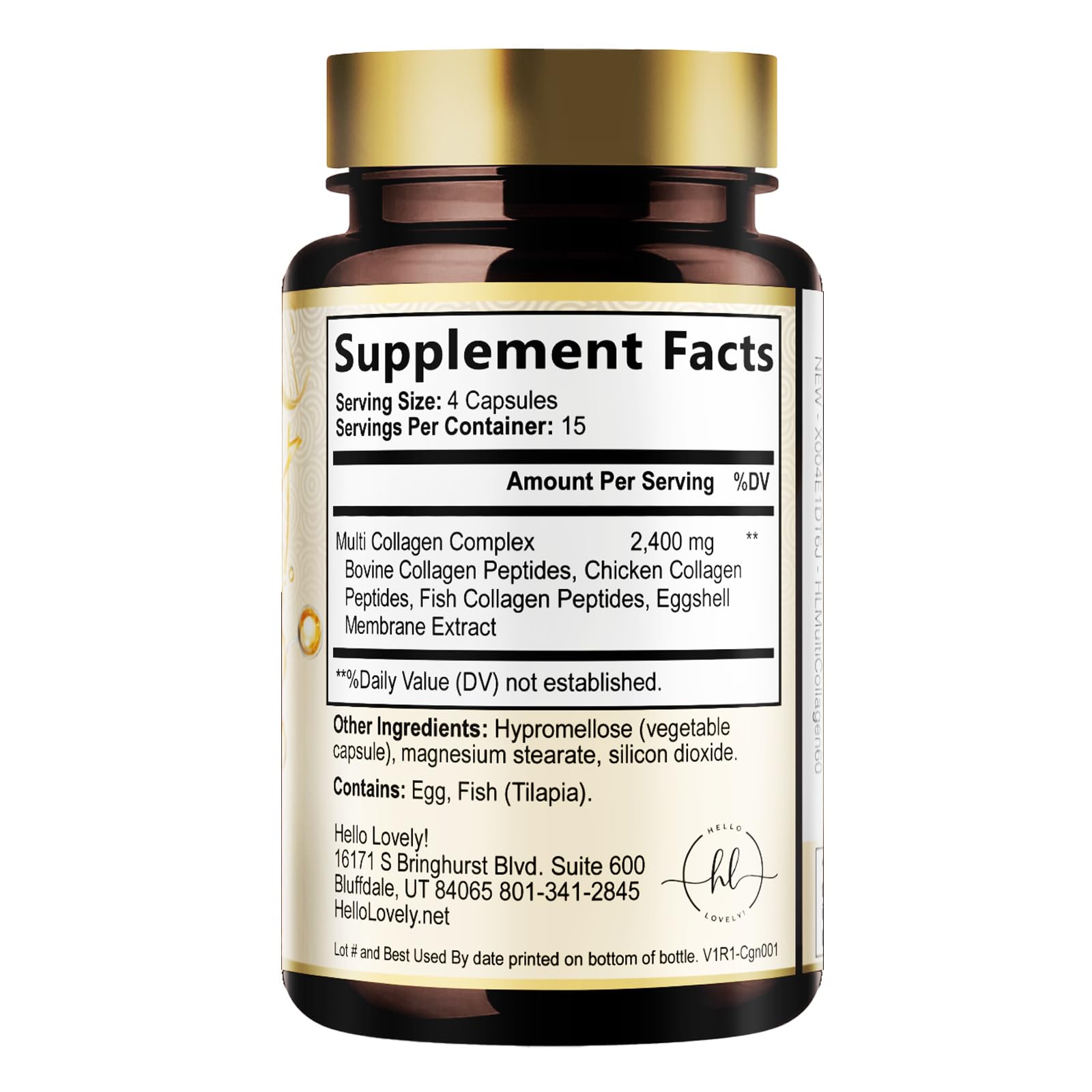 Multi Collagen Peptides for Women & Men - 2400mg per Serving - Best Hydrolyzed Collagen Complex with Type I, II, III, V, X - Hair, Skin, Nails & Joint Support Supplement - Bottled USA - 60 Capsules - dailyvitalstore