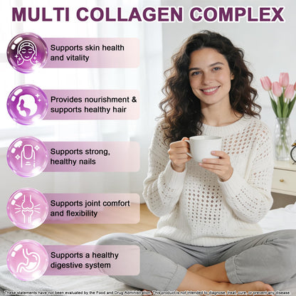 Multi Collagen Peptides Liquid Drops, 2oz – Types I, II, III, V, X, Hydrolyzed Collagen Complex for Hair, Skin, Nails, Bones & Joint Support | Collagen Supplement w. Hyaluronic Acid, Biotin, Vitamin C - dailyvitalstore