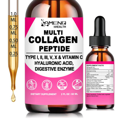 Multi Collagen Peptides Liquid Drops for Women & Men, Hydrolyzed Collagen Peptides Type - dailyvitalstore