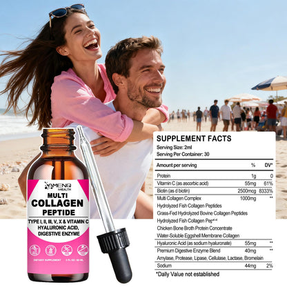 Multi Collagen Peptides Liquid Drops for Women & Men, Hydrolyzed Collagen Peptides Type - dailyvitalstore