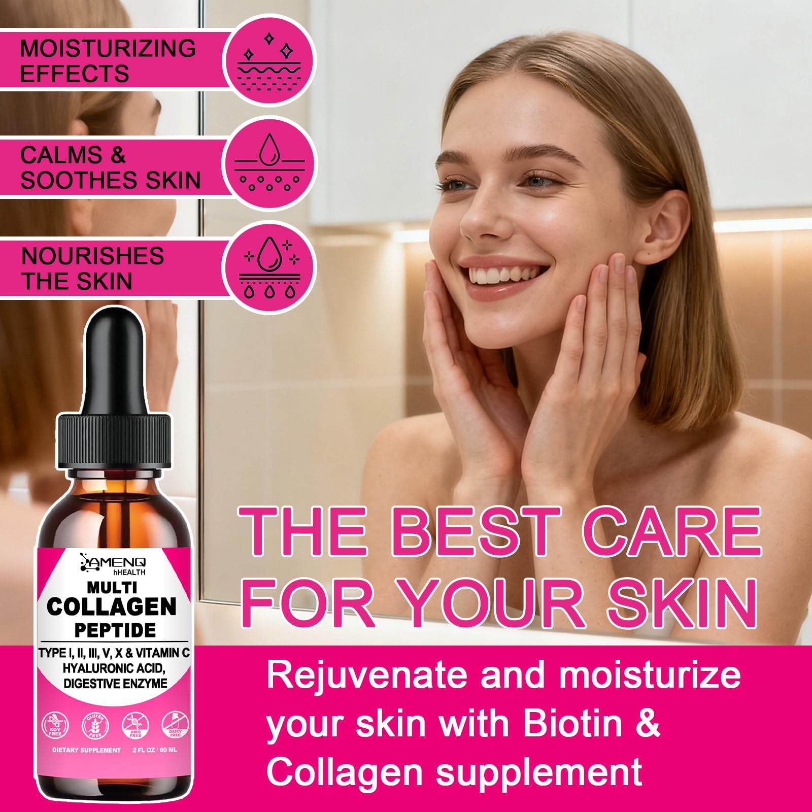 Multi Collagen Peptides Liquid Drops for Women & Men, Hydrolyzed Collagen Peptides Type - dailyvitalstore