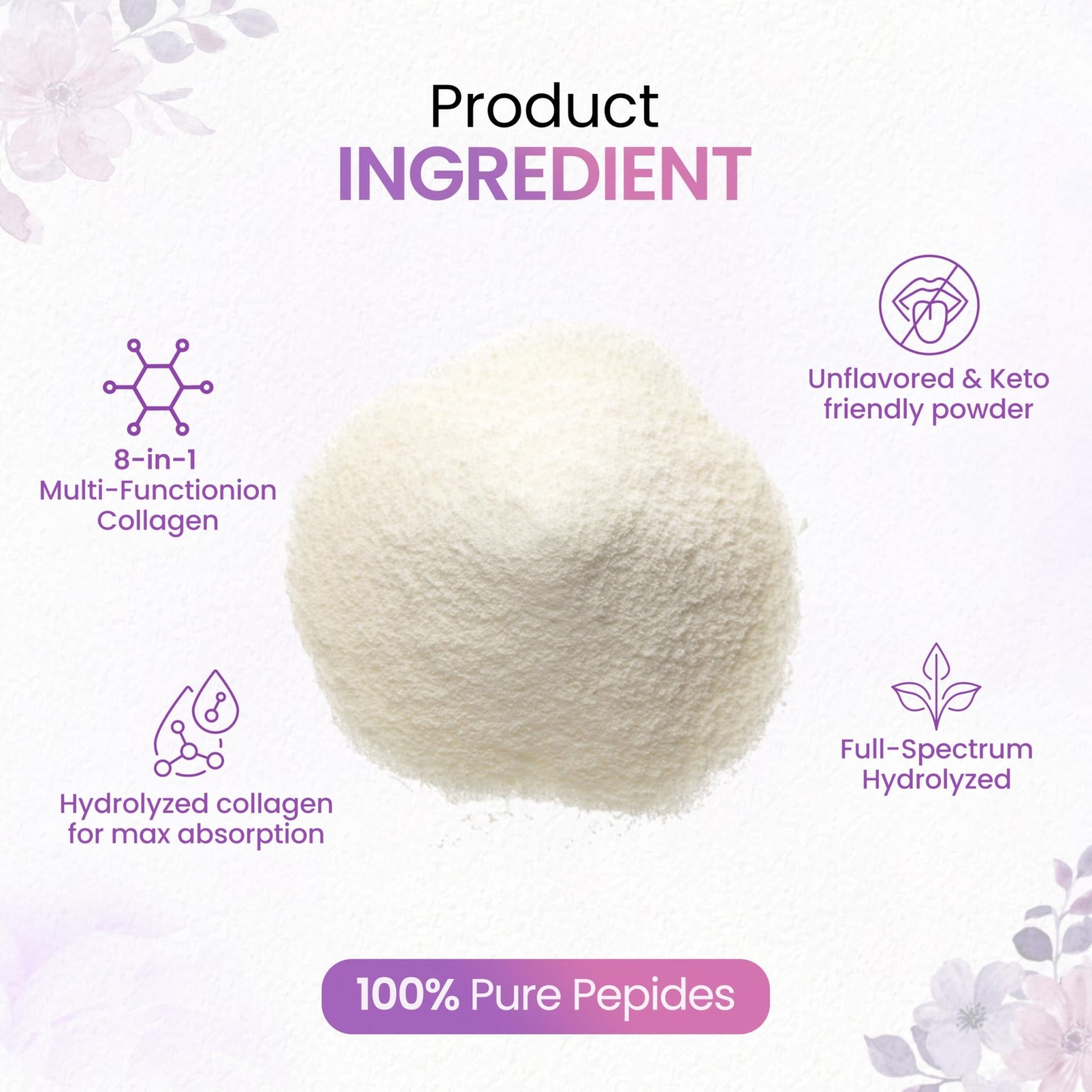 Multi Collagen Peptides Powder, 1 Pounds collagen powder- Type I,II,III,V,X with Biotin 10000mcg, Hyaluronic acid powder, Vitamin C - Unflavored Collagen Protein Powder - dailyvitalstore