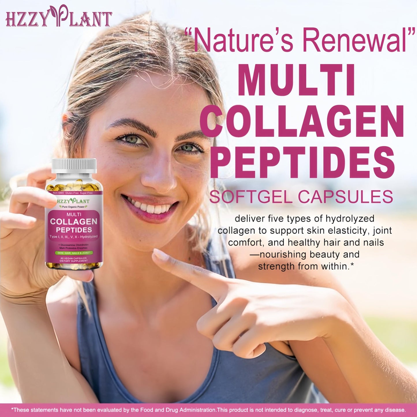 Multi Collagen Peptides Softgel - Type I, II, III, V, X - Hydrolyzed Collagen Peptides with Biotin Vitamin C Hyaluronic Acid for Women & Men, Supports Skin Hair Nail & Joint, Non-GMO, 60 Servings - dailyvitalstore