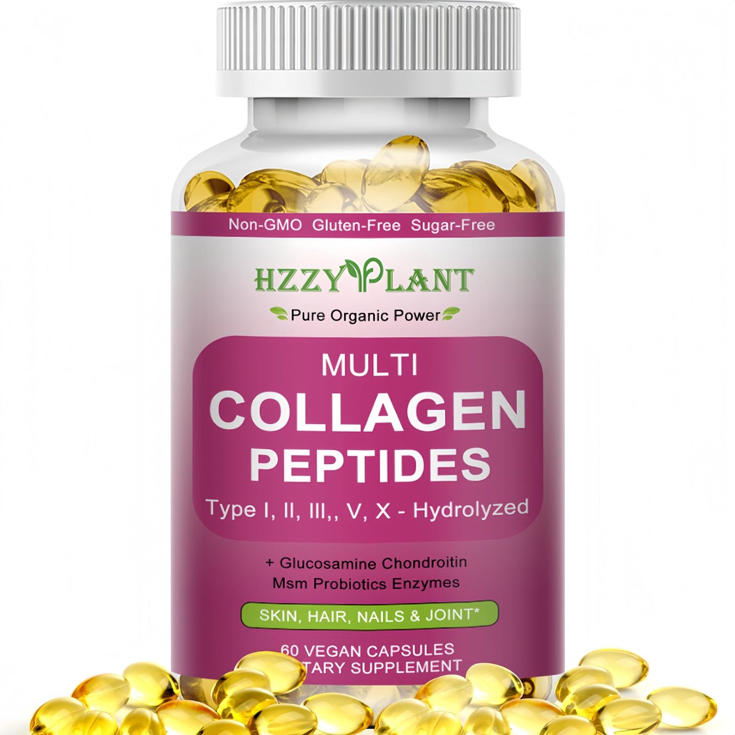Multi Collagen Peptides Softgel - Type I, II, III, V, X - Hydrolyzed Collagen Peptides with Biotin Vitamin C Hyaluronic Acid for Women & Men, Supports Skin Hair Nail & Joint, Non-GMO, 60 Servings - dailyvitalstore