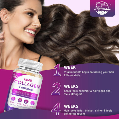Multi Collagen Peptides Softgel - Type I, II, III, V, X - Hydrolyzed Collagen Peptides with Biotin, Vitamin C, Hyaluronic Acid, Supports Skin Hair Nail - dailyvitalstore