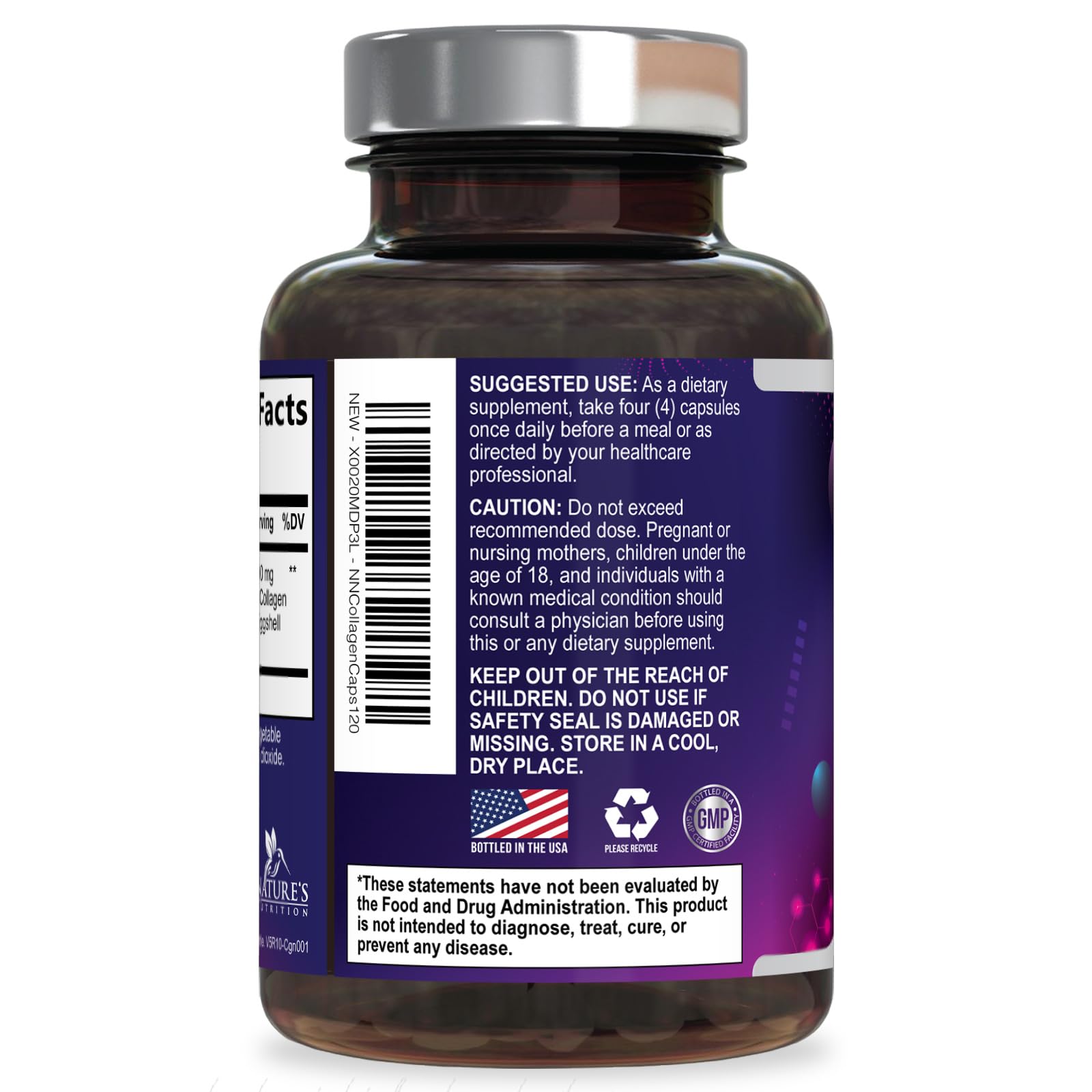 Multi Collagen Pills - Multi Collagen Complex 2400 mg Per Serving - Types I, II, III, V, X - Hydrolyzed Collagen Peptides Supplement - Hair, Skin & Nail Support - Bottled in the USA - 120 Capsules - dailyvitalstore