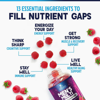 Multivitamin for Men - Complete Daily Mens Multivitamin Gummies with Vitamin D, B Vitamins, Zinc & More - Energy, Memory, Focus & Immune Health Support - dailyvitalstore