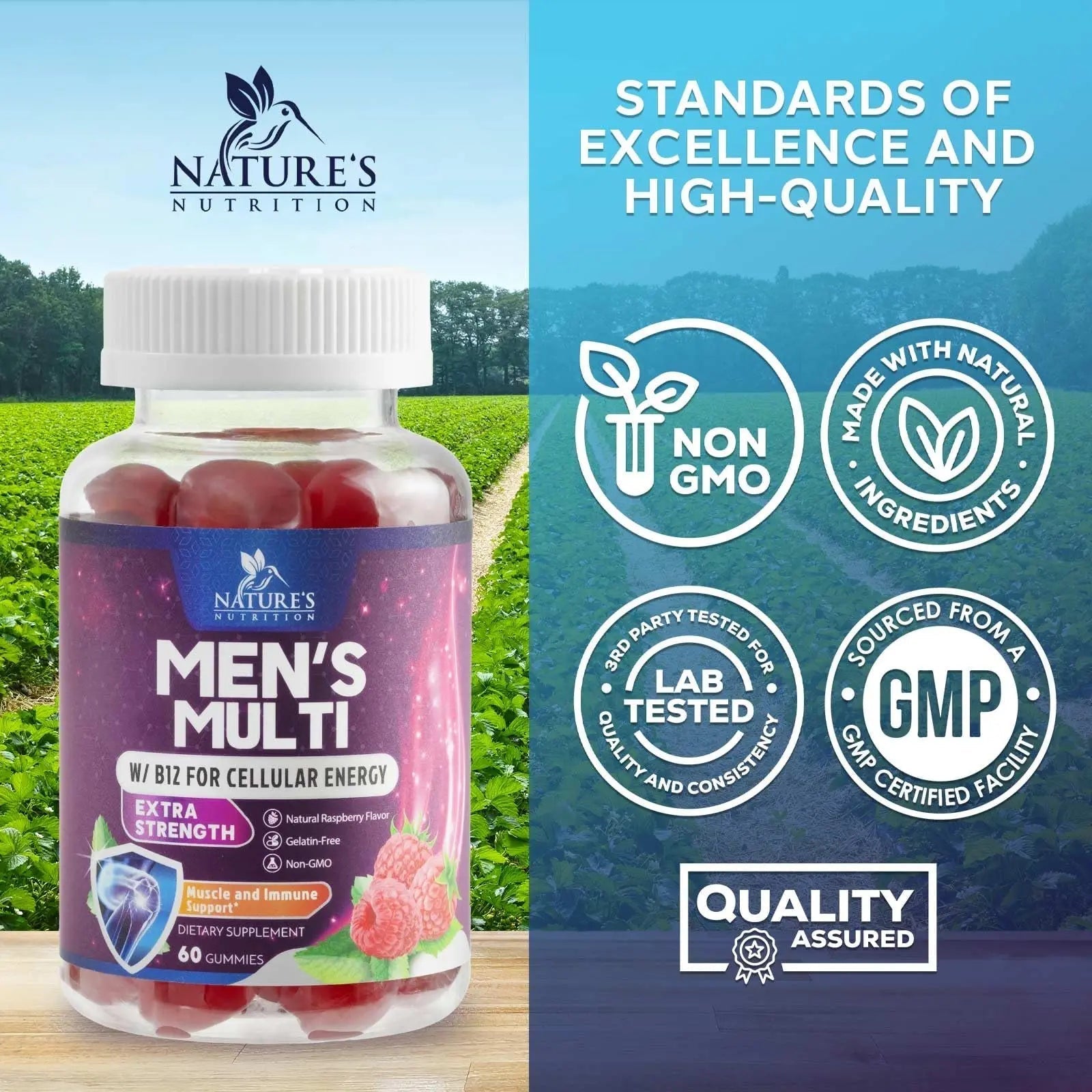 Multivitamin for Men - Complete Daily Mens Multivitamin Gummies with Vitamin D, B Vitamins, Zinc & More - Energy, Memory, Focus & Immune Health Support - dailyvitalstore