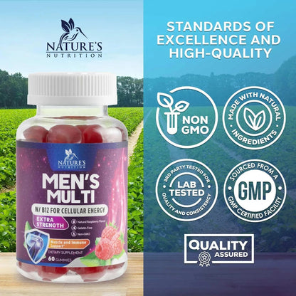 Multivitamin for Men - Complete Daily Mens Multivitamin Gummies with Vitamin D, B Vitamins, Zinc & More - Energy, Memory, Focus & Immune Health Support - dailyvitalstore