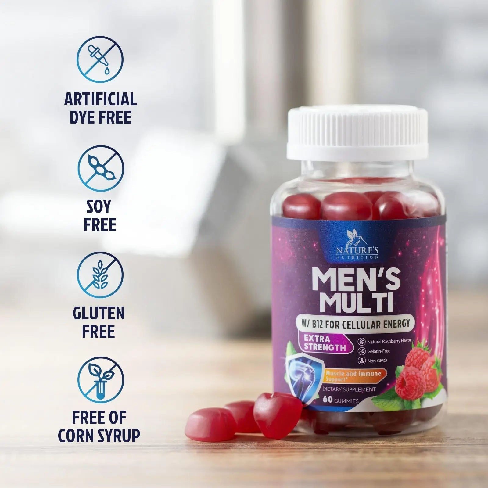 Multivitamin for Men - Complete Daily Mens Multivitamin Gummies with Vitamin D, B Vitamins, Zinc & More - Energy, Memory, Focus & Immune Health Support - dailyvitalstore