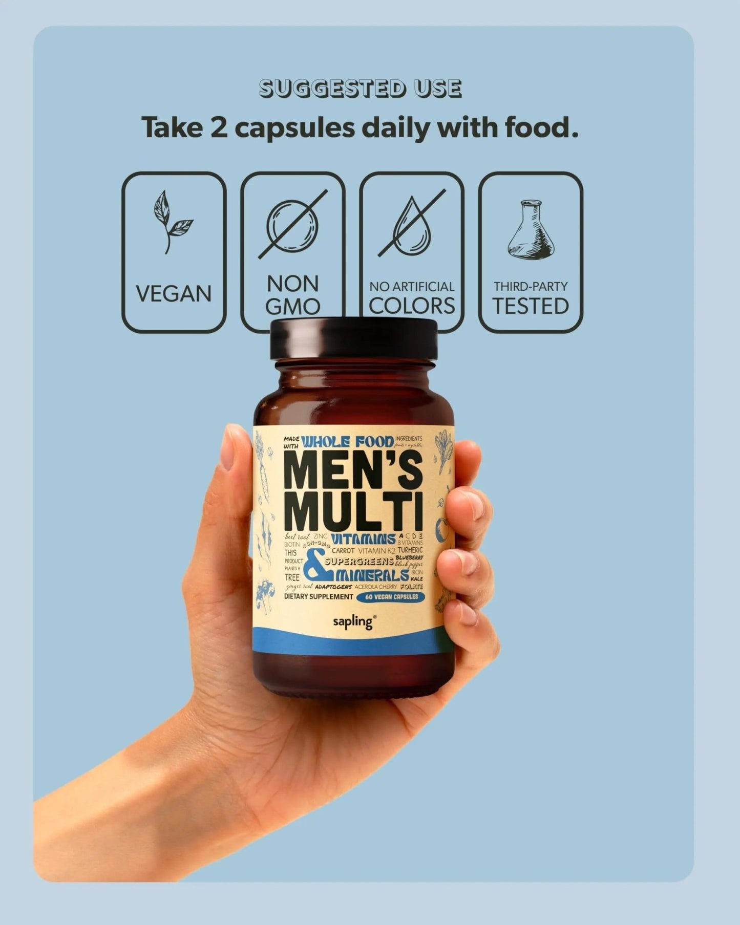 Multivitamin for Men - Daily Men’s Multivitamin - Methylated B Complex with Whole Food Ingredients, Vitamin B12, Folate - dailyvitalstore