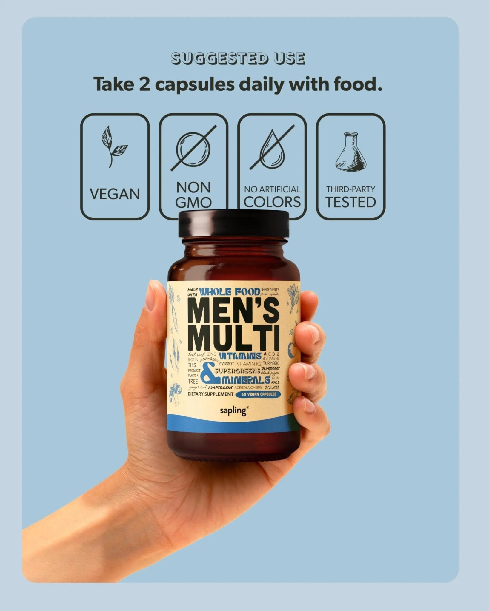 Multivitamin for Men - Daily Men’s Multivitamin - Methylated B Complex with Whole Food Ingredients, Vitamin B12, Folate - dailyvitalstore