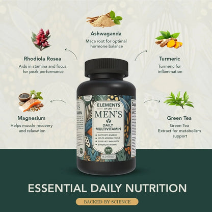 Multivitamin for Men with Vitamin D, K2, Zinc, Vitamin B12, A, E, B6, Calcium – Immune Health & Energy Support Daily Mens Multivitamins - dailyvitalstore