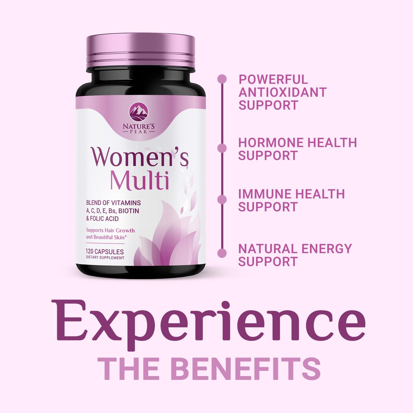 Multivitamin for Women - Complete Daily Womens Multivitamins with Calcium, Folate, Vitamin A, C, D, E & B Vitamins, Zinc and Iron - Multi Vitamins for Bone, Energy & Immune Support - 120 Capsules - dailyvitalstore