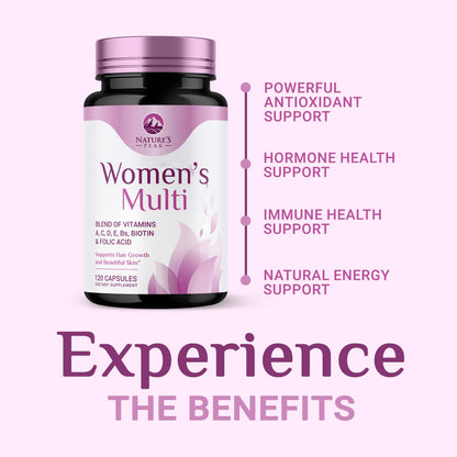 Multivitamin for Women - Complete Daily Womens Multivitamins with Calcium, Folate, Vitamin A, C, D, E & B Vitamins, Zinc and Iron - Multi Vitamins for Bone, Energy & Immune Support - 120 Capsules - dailyvitalstore