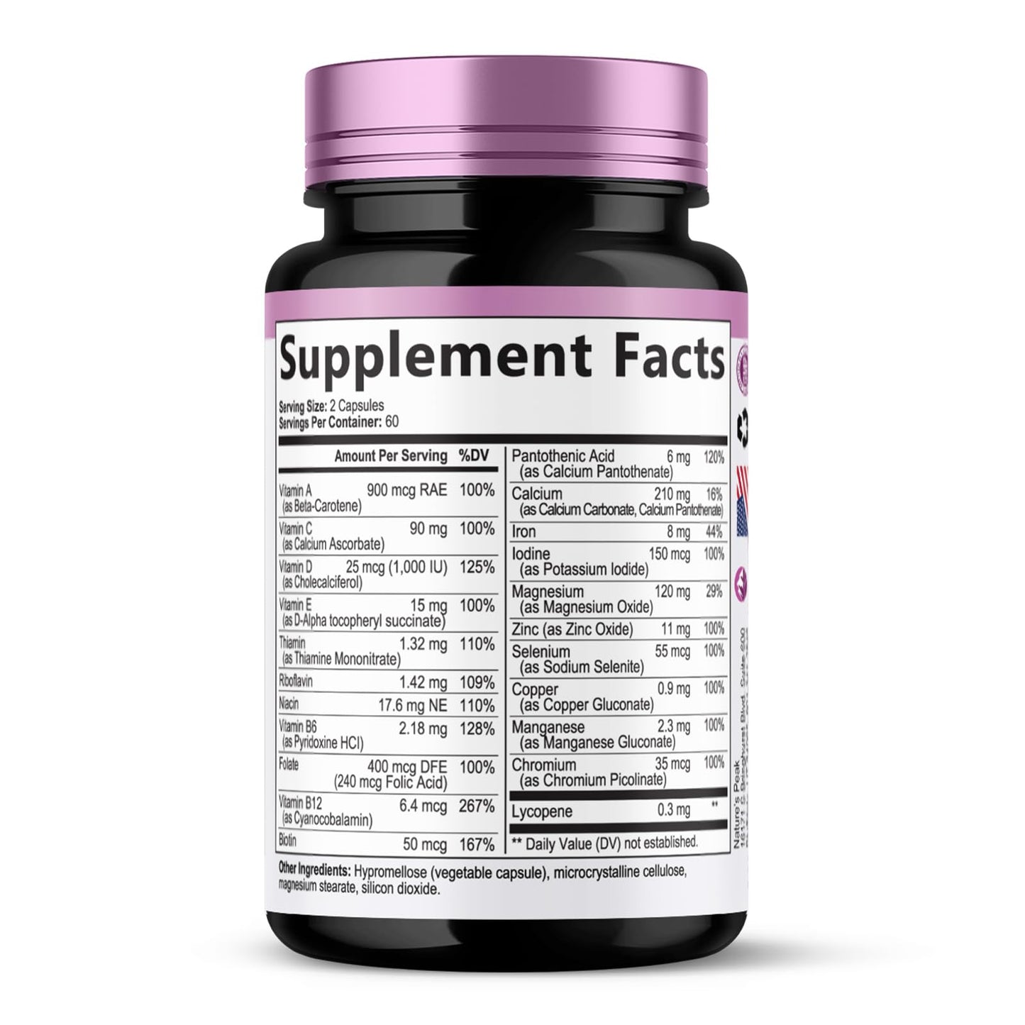 Multivitamin for Women - Complete Daily Womens Multivitamins with Calcium, Folate, Vitamin A, C, D, E & B Vitamins, Zinc and Iron - Multi Vitamins for Bone, Energy & Immune Support - 120 Capsules - dailyvitalstore
