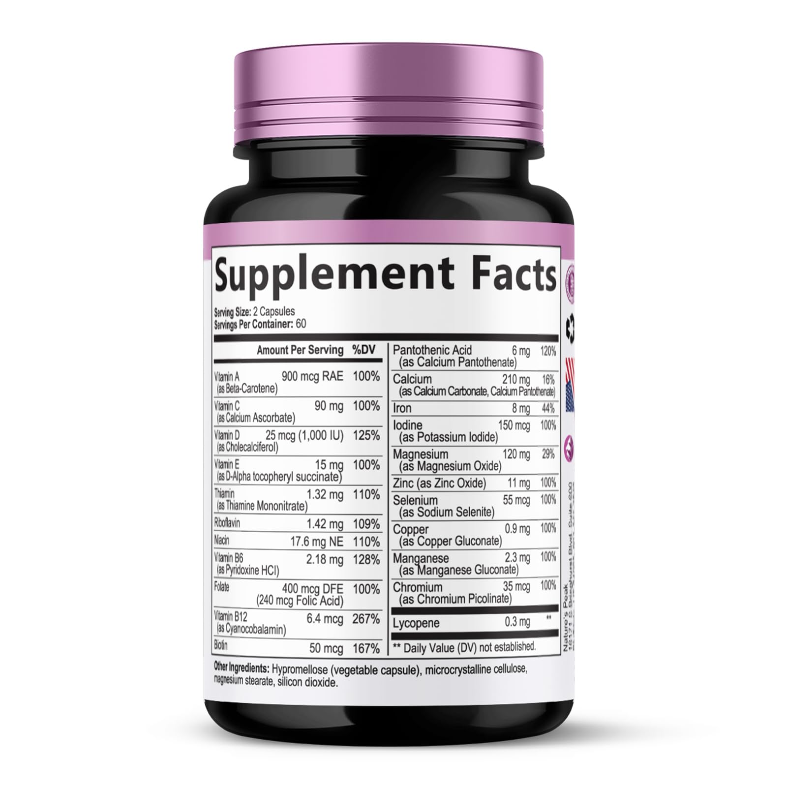 Multivitamin for Women - Complete Daily Womens Multivitamins with Calcium, Folate, Vitamin A, C, D, E & B Vitamins, Zinc and Iron - Multi Vitamins for Bone, Energy & Immune Support - 120 Capsules - dailyvitalstore