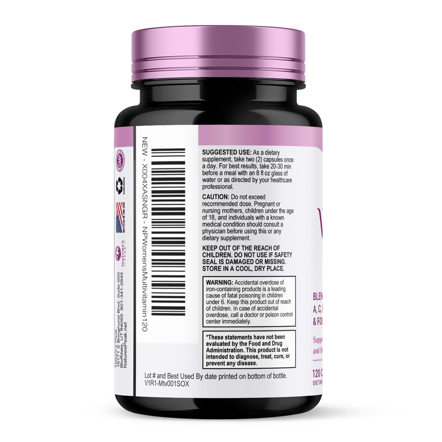 Multivitamin for Women - Complete Daily Womens Multivitamins with Calcium, Folate, Vitamin A, C, D, E & B Vitamins, Zinc and Iron - Multi Vitamins for Bone, Energy & Immune Support - 120 Capsules - dailyvitalstore
