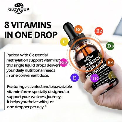 Multivitamin for Women & Men, Methylated Multivitamins & Multiminerals liquid Drops with Methylfolate B12 B2 Vitamin C E D3 K2 - dailyvitalstore