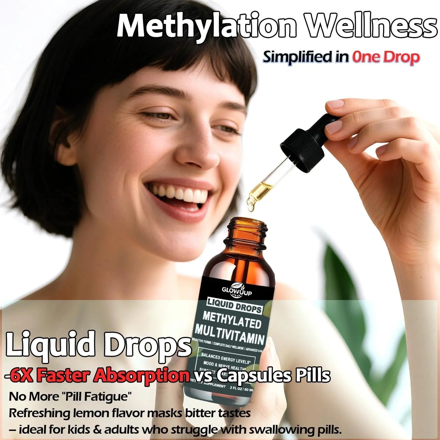 Multivitamin for Women & Men, Methylated Multivitamins & Multiminerals liquid Drops with Methylfolate B12 B2 Vitamin C E D3 K2 - dailyvitalstore