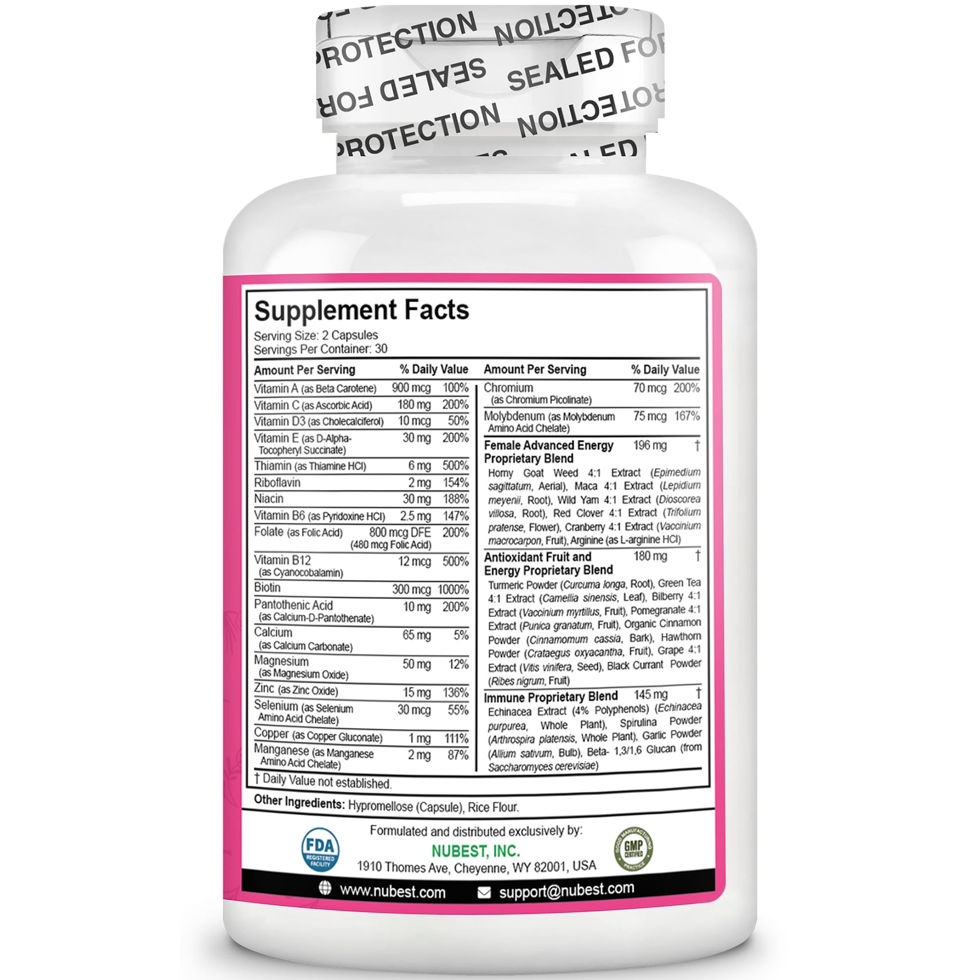 Multivitamin for Women with 39 Key Nutrients, Essential Vitamins, Minerals, Horny Goat Weed, Maca, Wild Yam, Red Clover, Cranberry, Arginine, Herbal Supplement | 60 Vegan Capsules | 1 Month Supply - dailyvitalstore