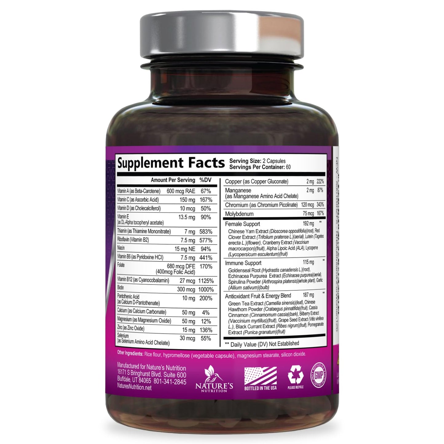 Multivitamin for Women - with Vitamins A, C, D, E, B6, B12, Zinc, Calcium & Magnesium, Womens Daily Multi Vitamin Multimineral Supplement for Bone Health, Energy & Immune Support - 120 Capsules - dailyvitalstore