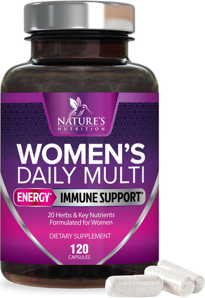Multivitamin for Women - with Vitamins A, C, D, E, B6, B12, Zinc, Calcium & Magnesium, Womens Daily Multi Vitamin Multimineral Supplement for Bone Health, Energy & Immune Support - 120 Capsules - dailyvitalstore