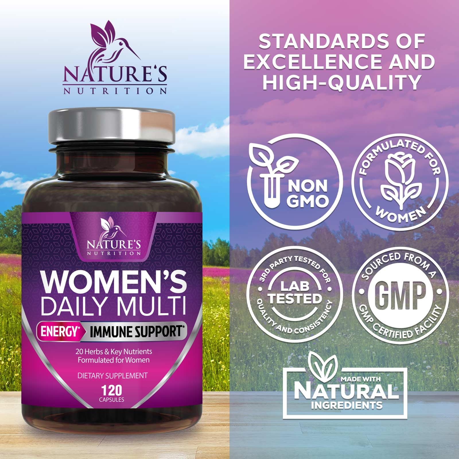 Multivitamin for Women - with Vitamins A, C, D, E, B6, B12, Zinc, Calcium & Magnesium, Womens Daily Multi Vitamin Multimineral Supplement for Bone Health, Energy & Immune Support - 120 Capsules - dailyvitalstore