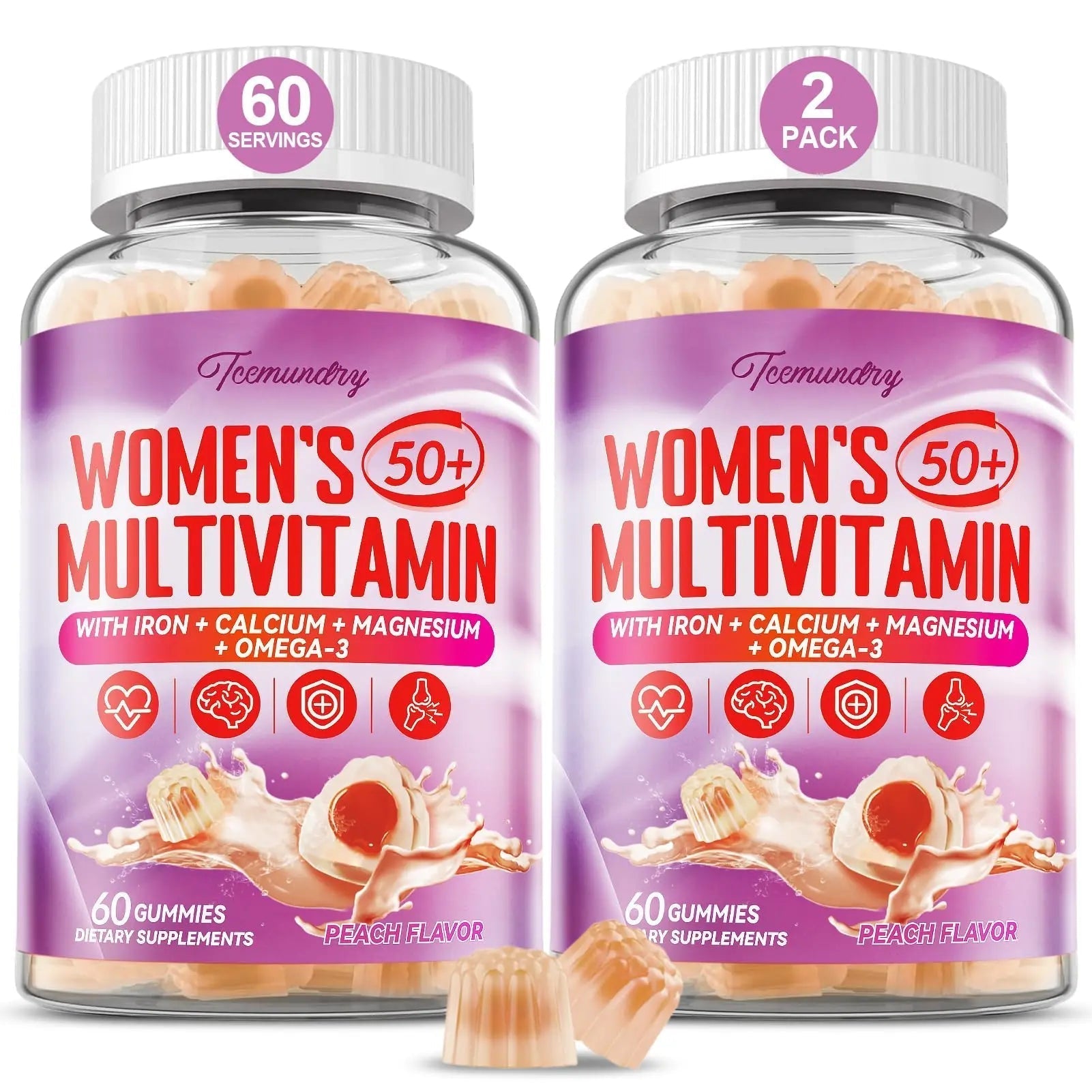 Multivitamin Gummies for Women 50 Plus - with Omega 3, Coenzyme Q10, Iron, Calcium, Zinc, Vitamin A, C, D3, E, K2, B Complex, Folate - dailyvitalstore