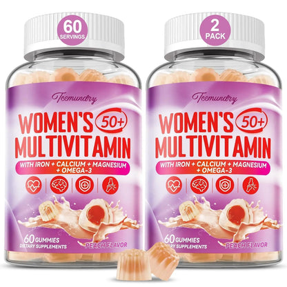 Multivitamin Gummies for Women 50 Plus - with Omega 3, Coenzyme Q10, Iron, Calcium, Zinc, Vitamin A, C, D3, E, K2, B Complex, Folate - dailyvitalstore