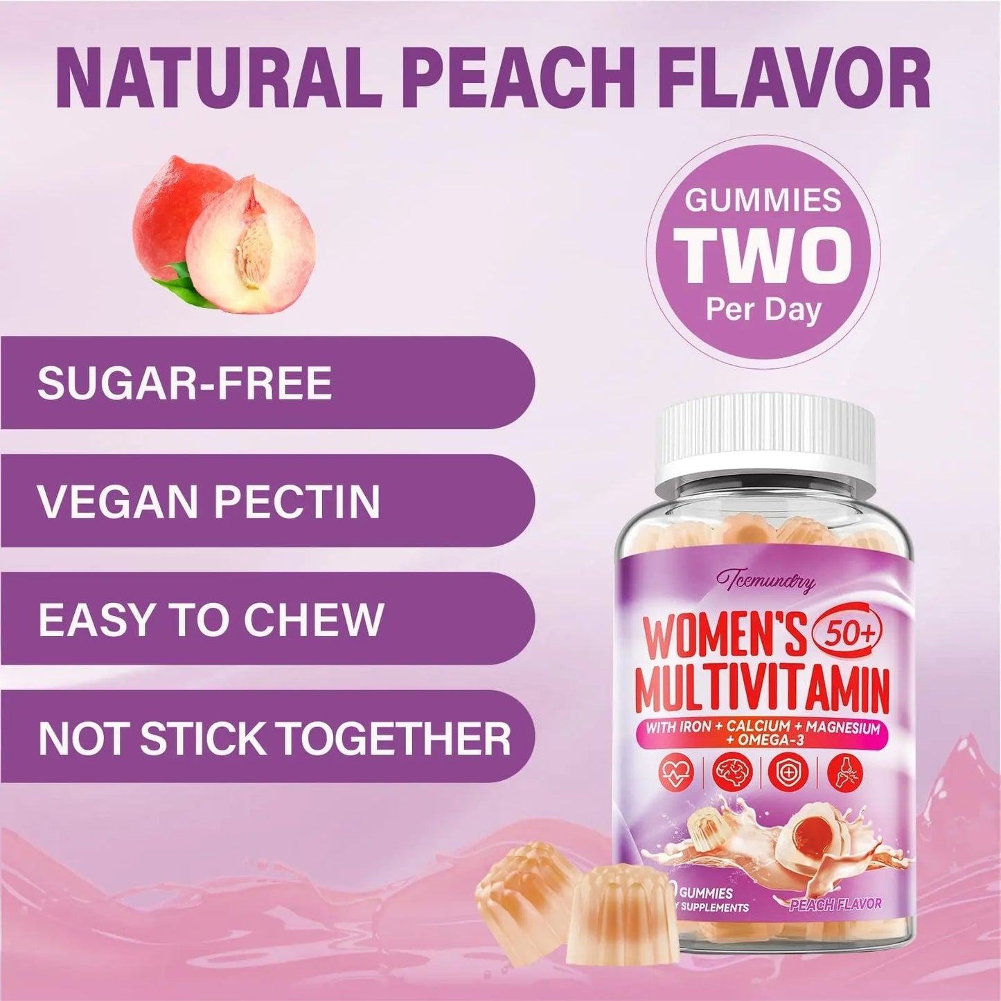 Multivitamin Gummies for Women 50 Plus - with Omega 3, Coenzyme Q10, Iron, Calcium, Zinc, Vitamin A, C, D3, E, K2, B Complex, Folate - dailyvitalstore