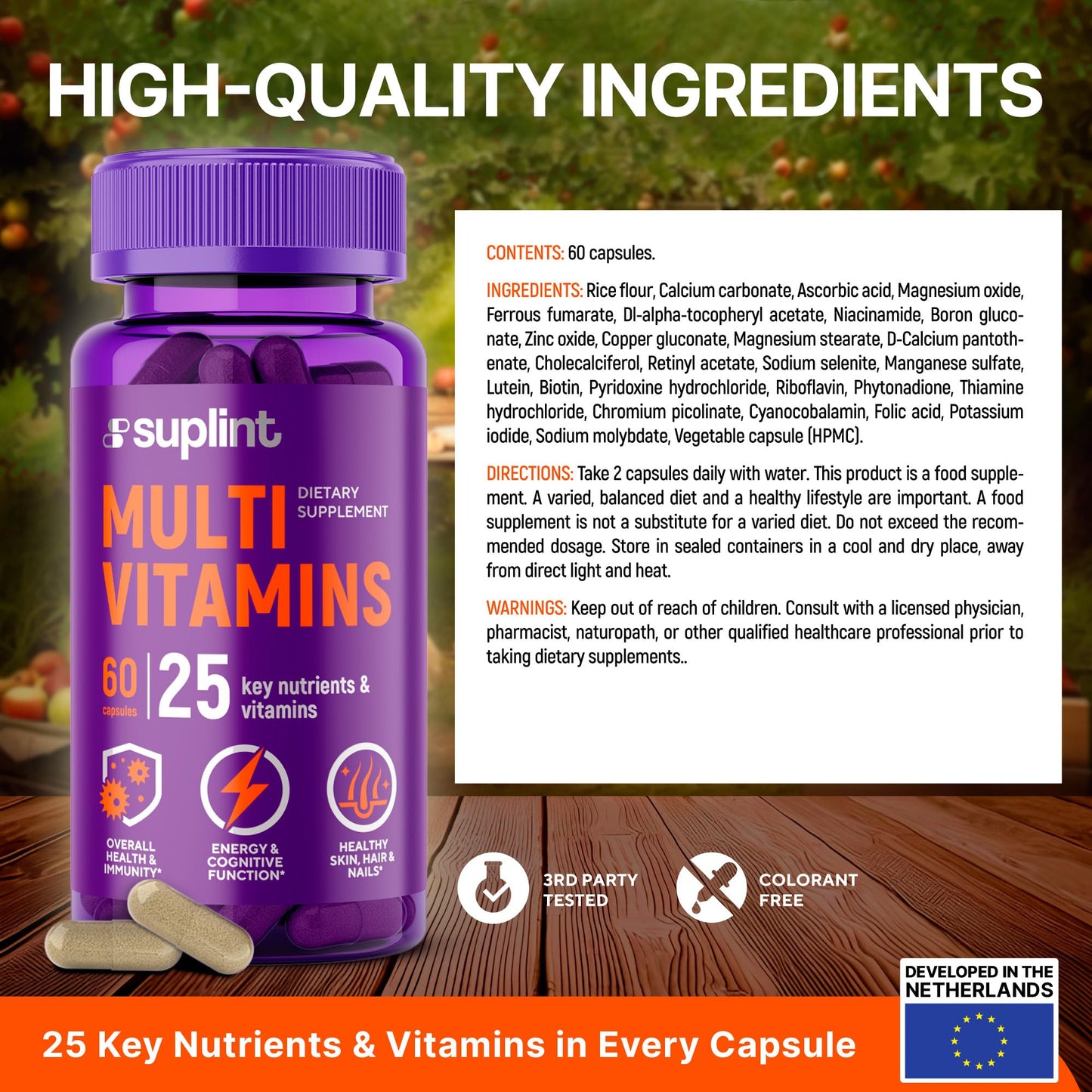 Multivitamin Supplement | Complex with Vitamin A, C, D, E, K1, B, Zinc & Chromium | Hair, Skin & Nail Beauty Vitamins | Immune Support Supplements for Men & Women | 60 Capsules - dailyvitalstore