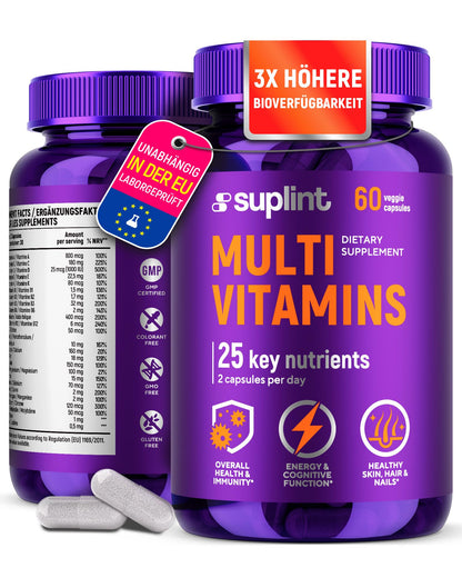 Multivitamin Supplement | Complex with Vitamin A, C, D, E, K1, B, Zinc & Chromium | Hair, Skin & Nail Beauty Vitamins | Immune Support Supplements for Men & Women | 60 Capsules - dailyvitalstore