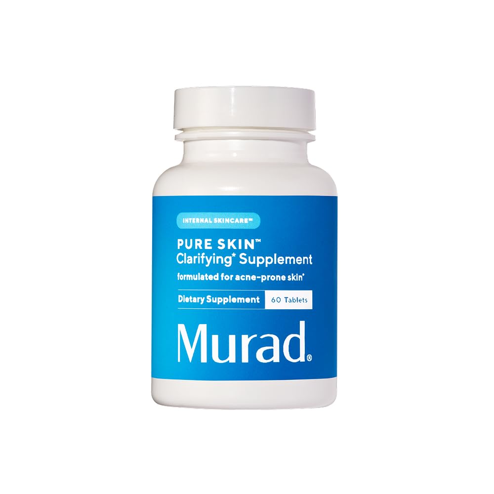Murad Pure Skin Acne Supplements – 60 Tablets – Clear Skin Support with Blend of Vitamin A & B6, Zinc, Amino Acids, & Burdock Root – Promotes Healthy Skin, Oil Balance, Gut Health & Stress Relief - dailyvitalstore