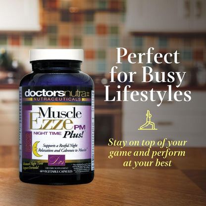 Muscle Ezze PM Plus Night Time Capsules by Doctors Nutra - Nighttime Use - Gluten-Free - 60 Capsules - dailyvitalstore