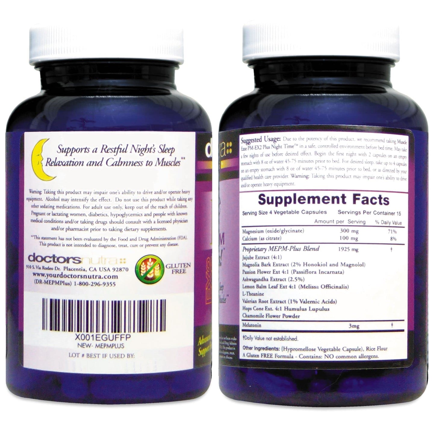 Muscle Ezze PM Plus Night Time Capsules by Doctors Nutra - Nighttime Use - Gluten-Free - 60 Capsules - dailyvitalstore