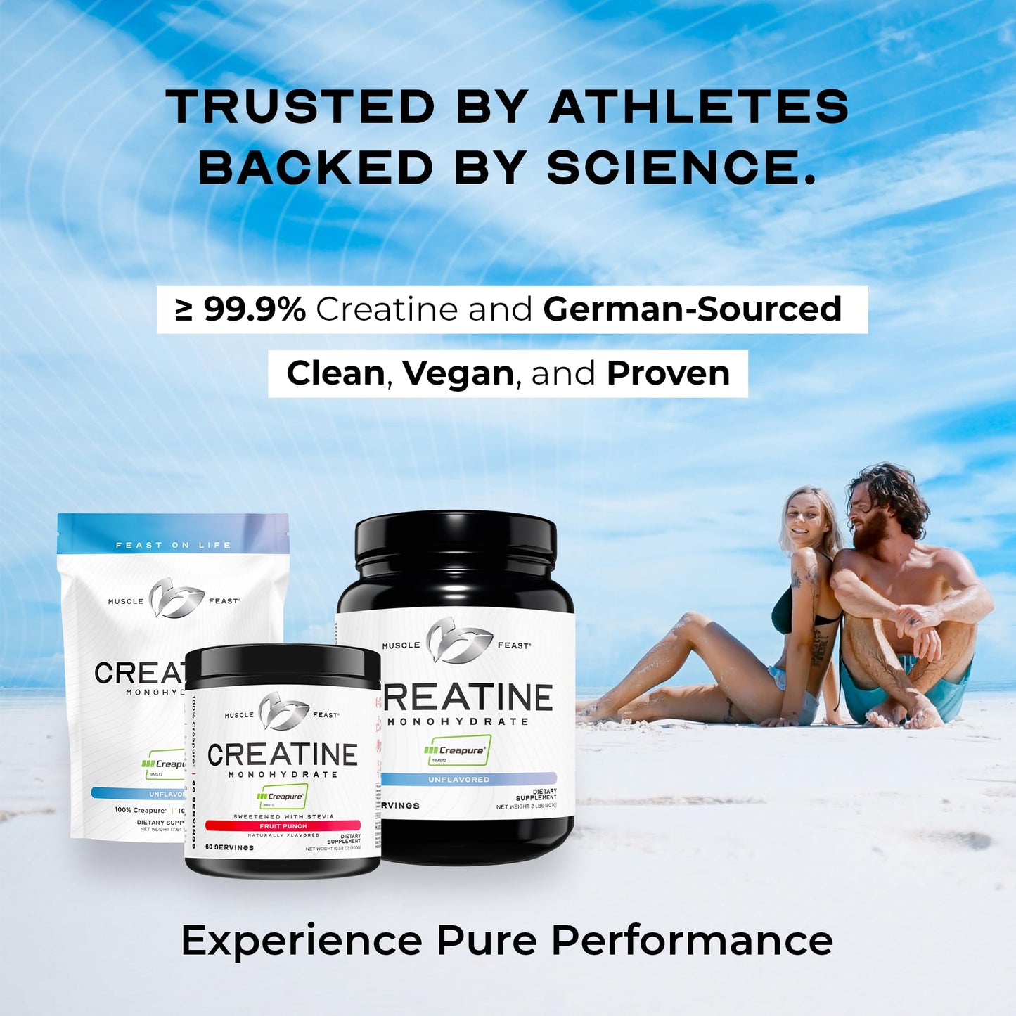 Muscle Feast Creapure Creatine Monohydrate Powder, Vegan Keto Friendly Gluten-Free, Mass Gainer, Muscle Recovery Supplement and Trusted Creatine for Muscle Growth, - dailyvitalstore