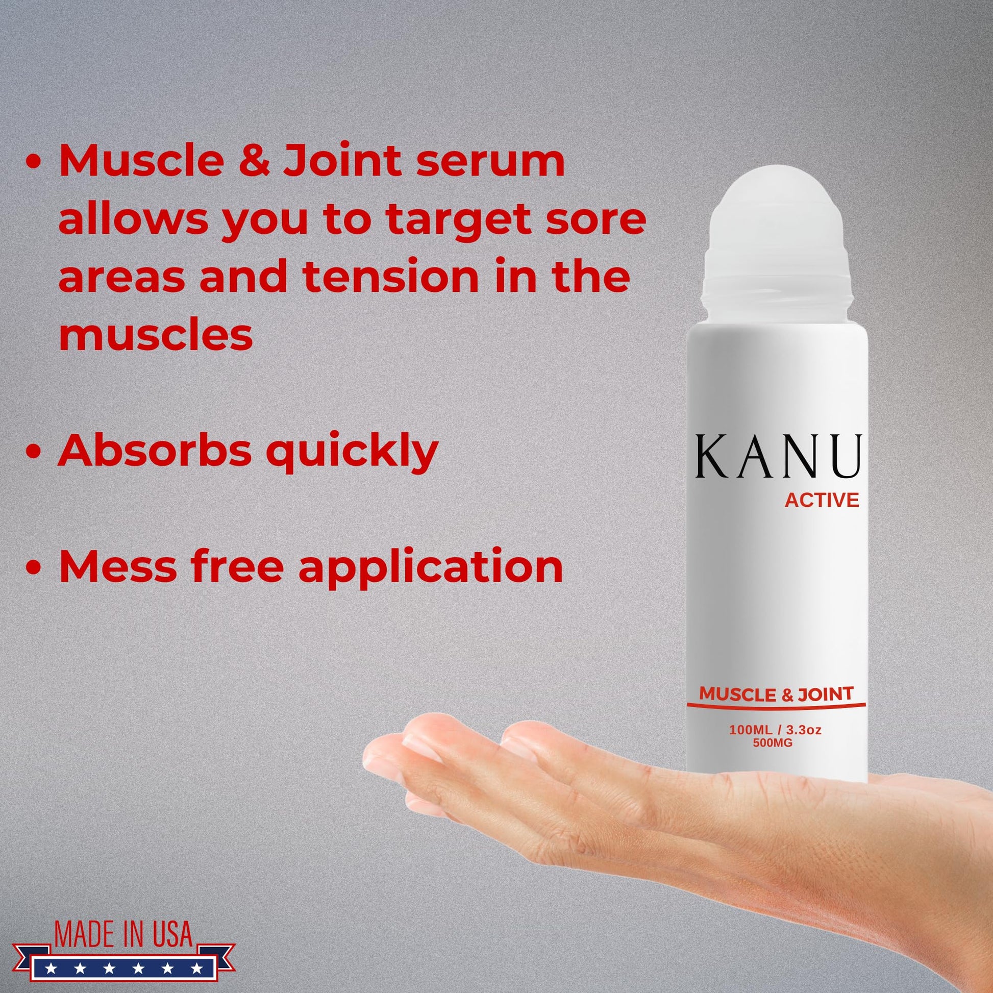 Muscle & Joint Relief Roll-On Cooling Serum- 3.3 oz- Fast Absorbing Pain Relief for Sore Muscles and Joints- Workout Recovery and Joint Support for Athletes and Active Lifestyles - dailyvitalstore