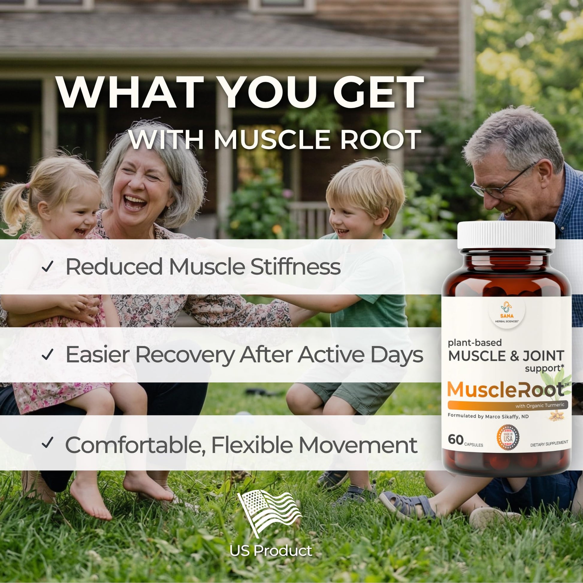 Muscle & Joint Support Supplement – Botanical Formula for Healthy Inflammatory Response | 6 Research-Backed Botanicals | Organic Turmeric | 60 Capsules | Sana Herbal - dailyvitalstore