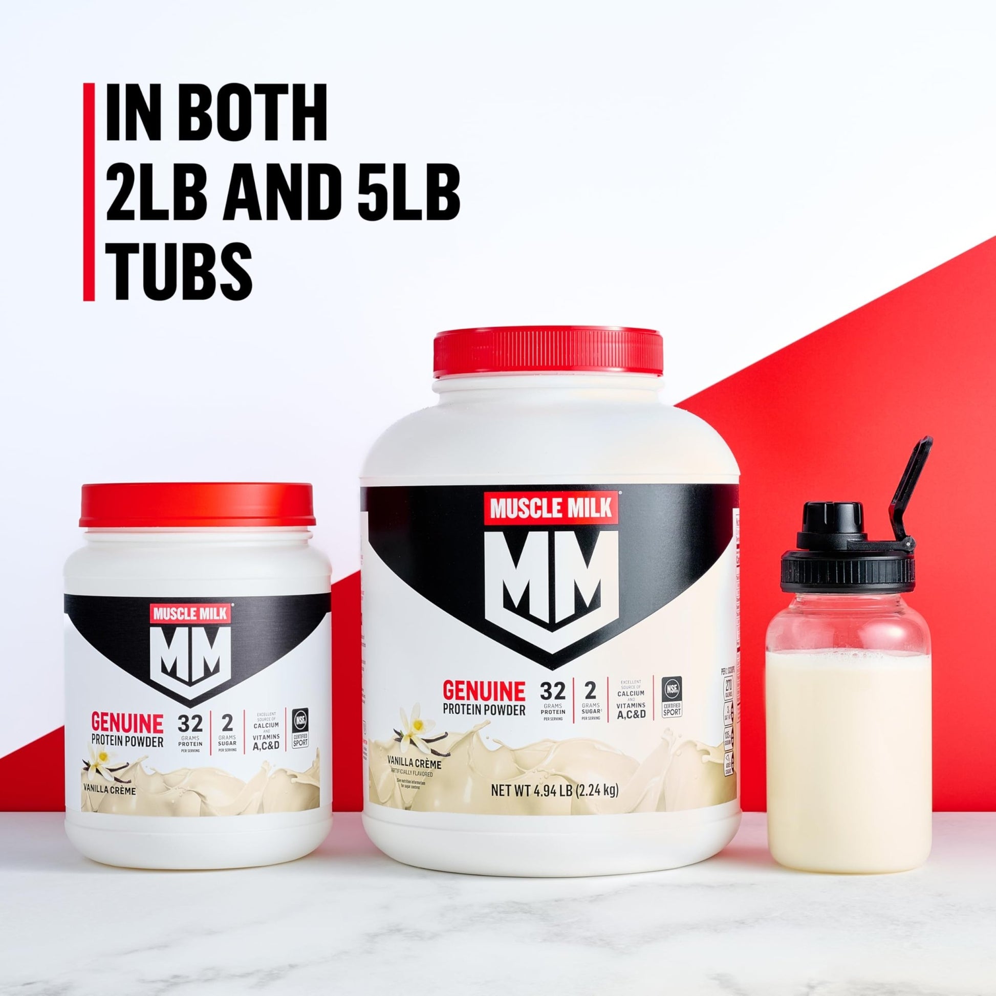 Muscle Milk Genuine Protein Powder, Vanilla Crème, 1.93 Pounds, 12 Servings, 32g Protein, 2g Sugar, Calcium, Vitamins A, C & D, NSF Certified for Sport, Energizing Snack, Packaging May Vary - dailyvitalstore
