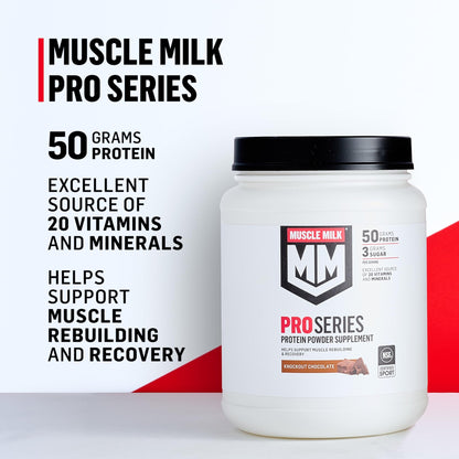 Muscle Milk Pro Series Protein Powder Supplement,Knockout Chocolate,2 Pound,11 Servings,50g Protein,3g Sugar,20 Vitamins & Minerals,NSF Certified for Sport,Workout Recovery,Packaging May Vary - dailyvitalstore