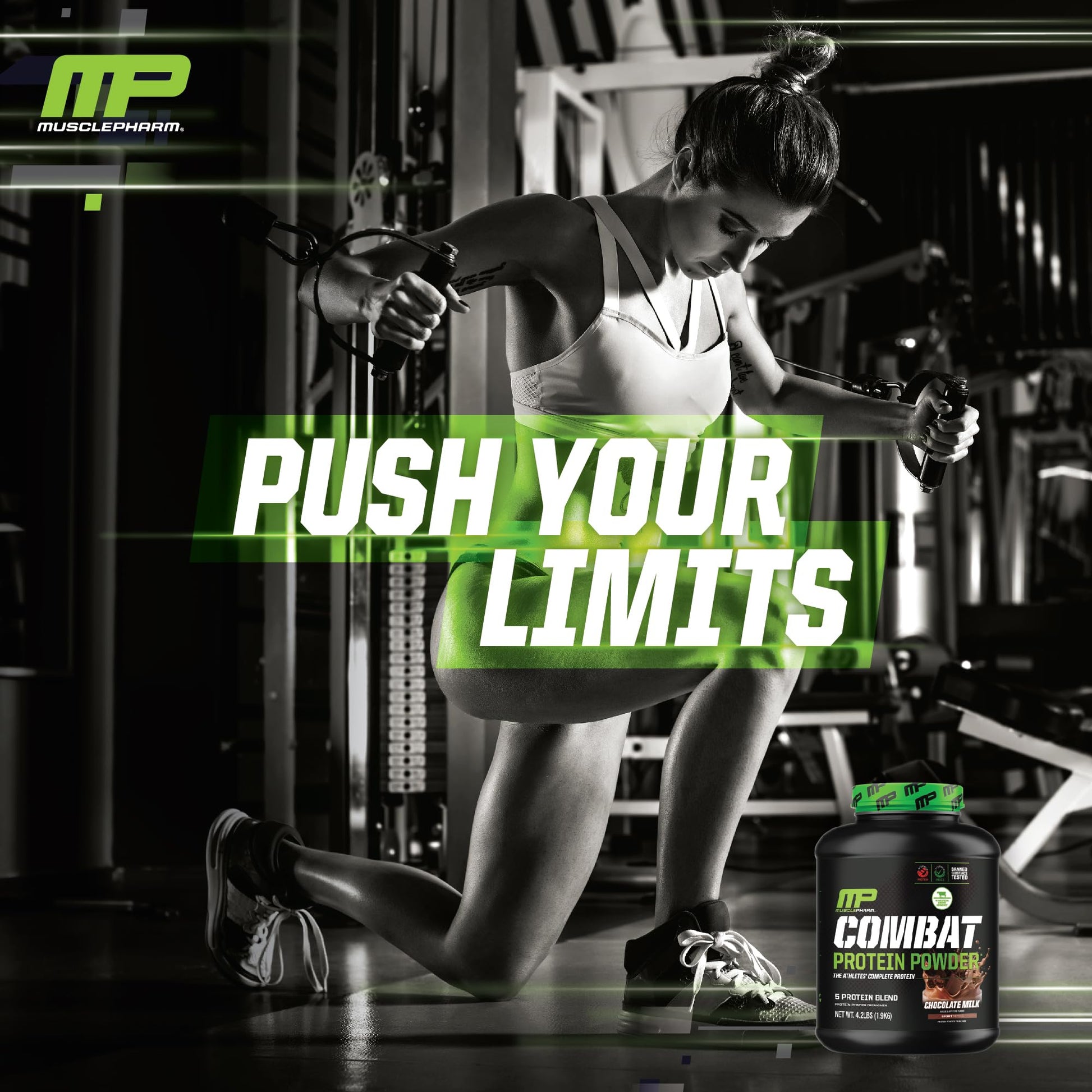 MusclePharm Combat Protein Powder, Chocolate Milk Flavor, Fuels Muscles for Productive Workouts, 5 Protein Sources including Whey Protein Isolate & Egg Albumin, Gluten Free, 4.2 lb, 52 Servings - dailyvitalstore