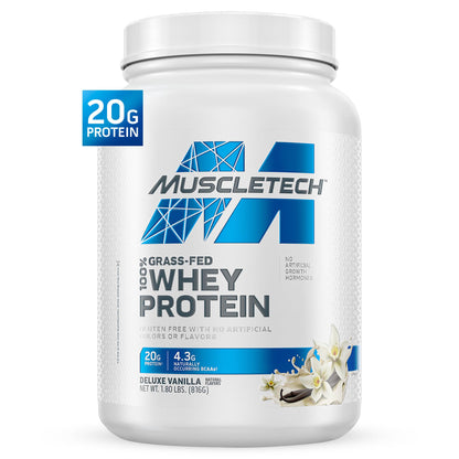 Muscletech Grass-Fed Whey Protein Powder (Deluxe Vanilla, 1.8 lb) - Smoothie & Milkshake Mix Supports Muscle Gain & Recovery - 20g Protein - dailyvitalstore