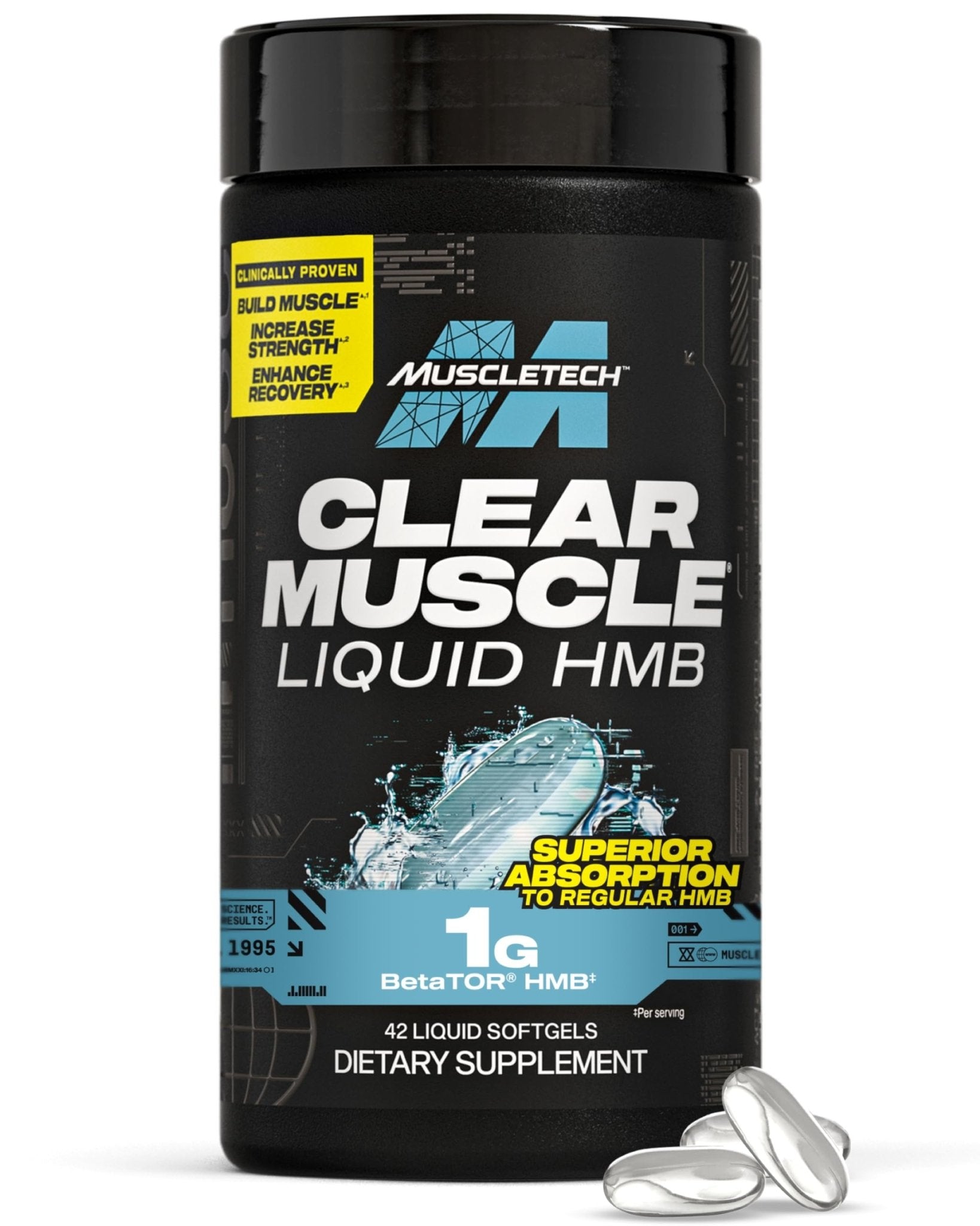 Muscletech HMB Supplements 1000mg, Clear Muscle (42 Liquid Softgels) - Highest Grade HMB for Lean Muscle & Recovery-HMB Free Acid Muscle Supplement-Help Decrease - dailyvitalstore