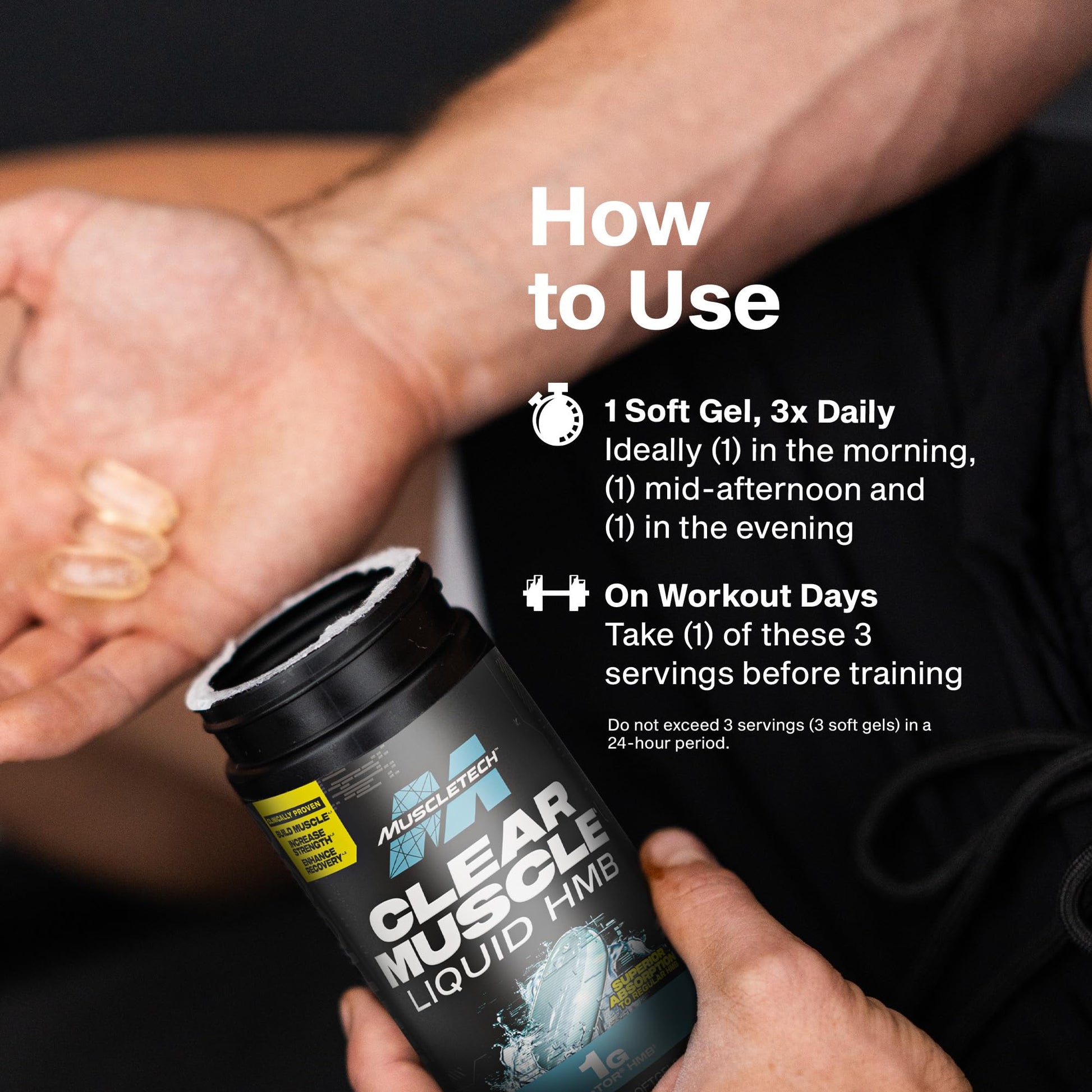 Muscletech HMB Supplements 1000mg, Clear Muscle (42 Liquid Softgels) - Highest Grade HMB for Lean Muscle & Recovery-HMB Free Acid Muscle Supplement-Help Decrease - dailyvitalstore
