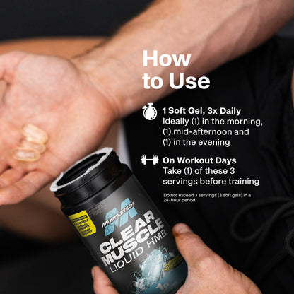 Muscletech HMB Supplements 1000mg, Clear Muscle (42 Liquid Softgels) - Highest Grade HMB for Lean Muscle & Recovery-HMB Free Acid Muscle Supplement-Help Decrease - dailyvitalstore