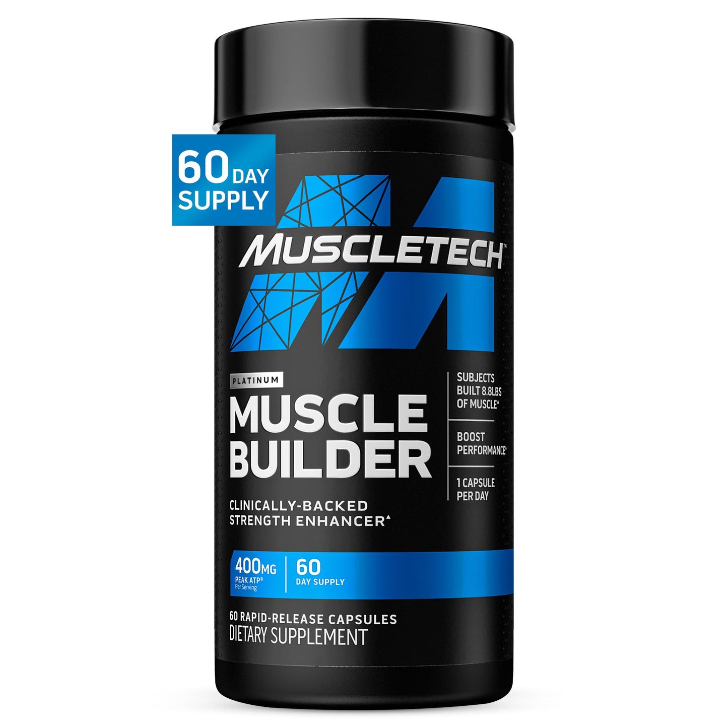 Muscletech Nitric Oxide Supplements for Men & Women, Muscle Builder (60 Capsules) - Nitric Oxide Booster Supplement Supports Muscle Gain & Performance - 400mg Peak ATP for Enhanced Strength - dailyvitalstore