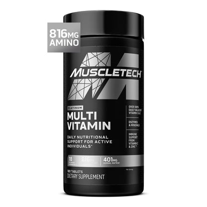 MuscleTech Platinum Multivitamins for Men & Women - Multi-Vitamin Supplement for Immune Support - 18 Vitamins & Minerals, Vitamin A C D E B6 B12 - Daily Workout Supplements for Men - 180 Capsules - dailyvitalstore